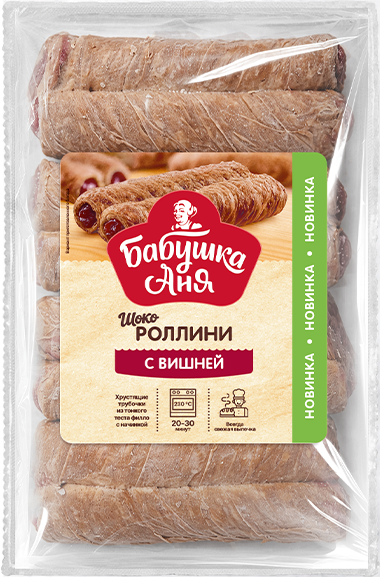 Fillo dough "Shokorollini" with cherry filling "Babushka Anya", frozen 400g