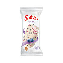 Vanilla-flavoured milk ice cream with blueberry filling in yoghurt-flavoured fat glaze with biscuit pieces and dried blueberrieseskimo ''SOLETTO BLACKBERRY'' 1/75