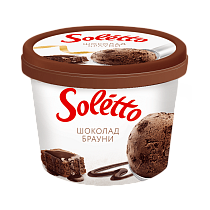 "SOLETTO GOURMET CHOCOLATE BROWNIE'' Cream chocolate ice cream with vanilla flavour, pieces of ''brownie'' biscuit 190g