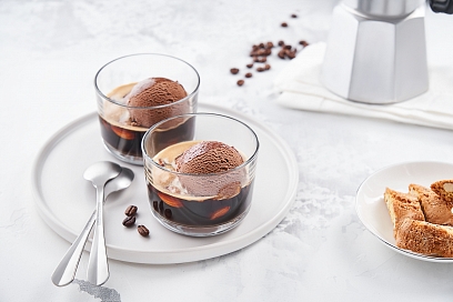 Affogato with chocolate ice-cream