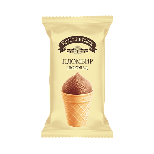 Chocolate ice cream plombir in a waffle cone "BREST-LITOVSK", 1/75 g