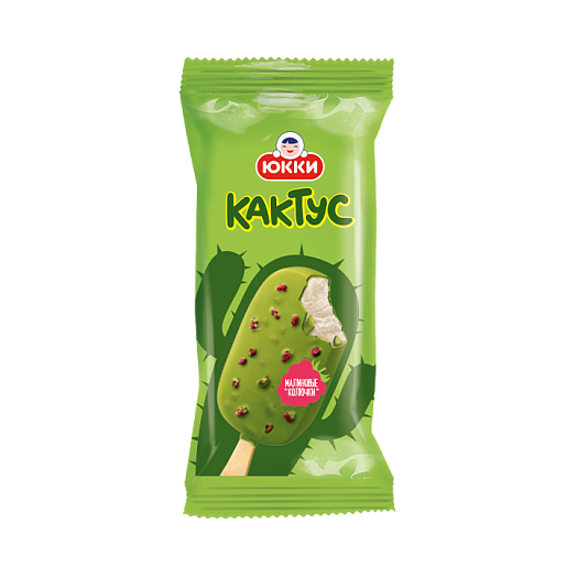 "CACTUS" Frozen dessert with yogurt flavor in milk glaze with pieces of dried raspberry 60 g