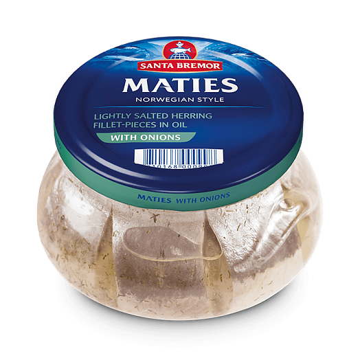 Herring fillet pieces "Maties" "XXL selected" with onions, in oil