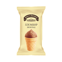 Chocolate ice cream plombir in a waffle cone "BREST-LITOVSK", 1/75 g