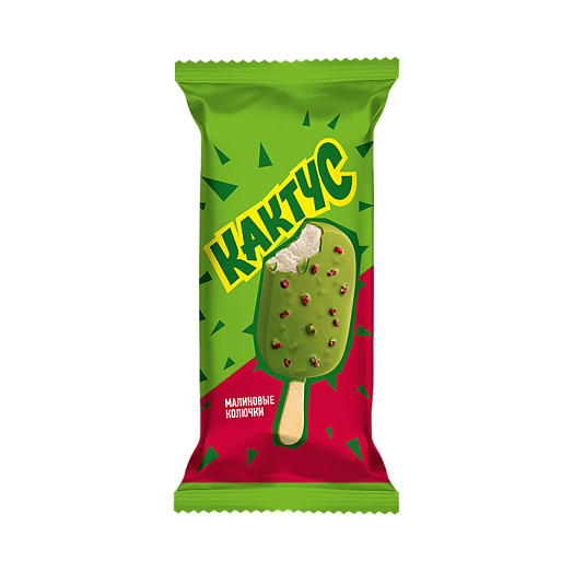 "CACTUS" Frozen dessert with yogurt flavor in milk glaze with pieces of dried raspberry 60 g