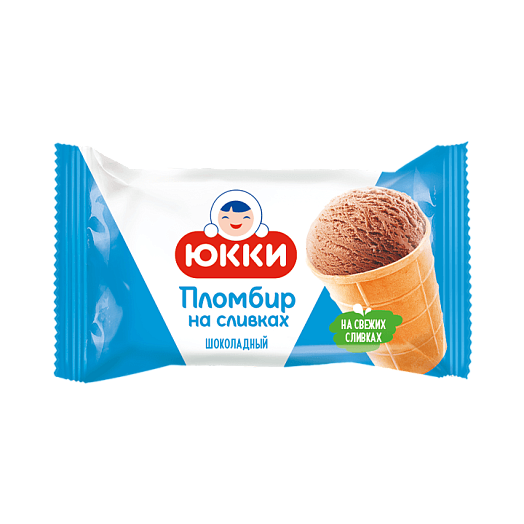 "YUKKI PLOMBIR ON DAIRY CREAM'' Chocolate vanilla-flavoured ice cream in wafer cup 75 g